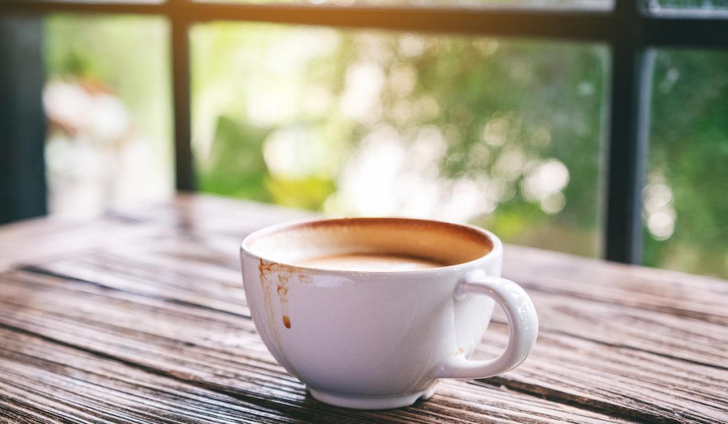 cup of coffee on the table in the morning