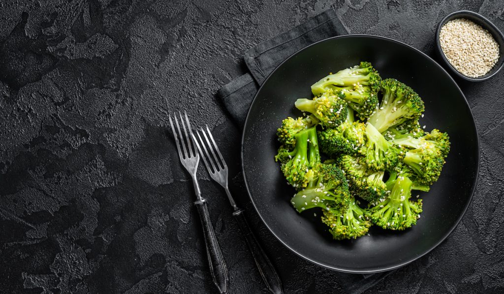 broccoli on dark plate